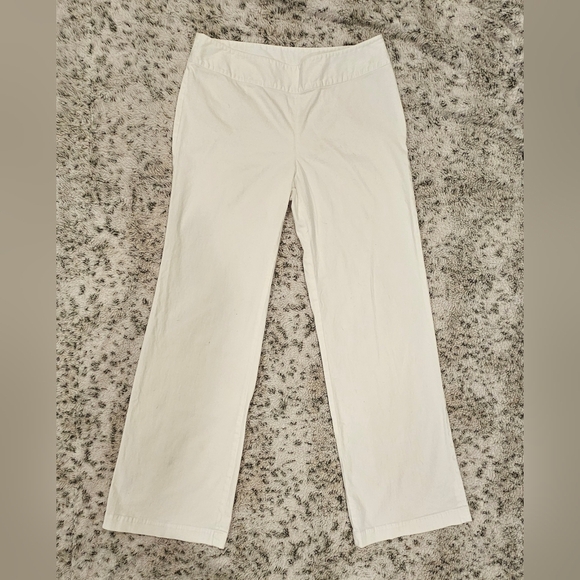Lilly Pulitzer SZ 10 White Mid Rise Wide Leg Side Zip Cotton Stretch Pants - Picture 1 of 13